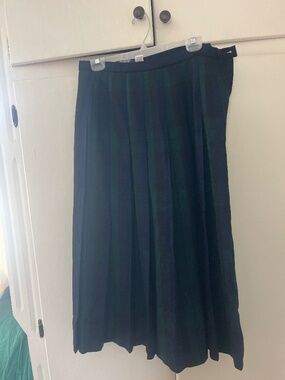 Pendleton 100% Wool Green And Blue Plaid Tartan Midi Skirt Size 12